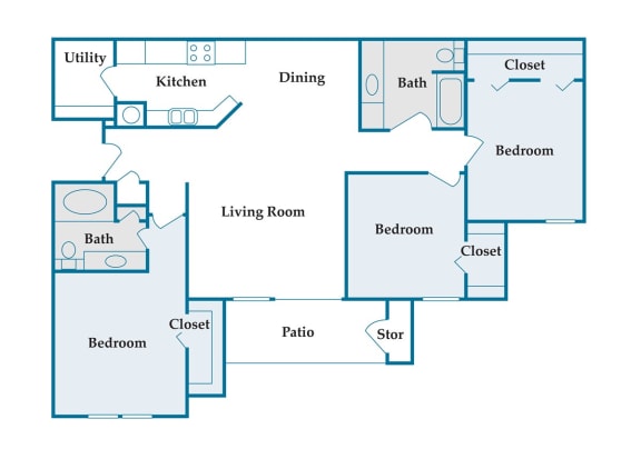 Swift Creek Commons C2 2D floor plan 3 bedroom