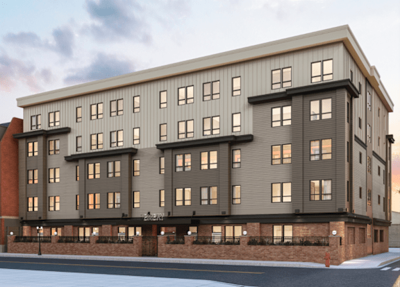 The Emery Exterior Rendering Lowell MA Brand-New Apartments