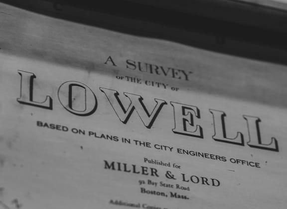 A black and white image of a book cover titled "A Survey of the City of Lovell".