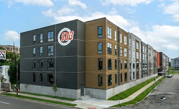 Exterior View of Building at The 503 Apartments, Dayton, OH