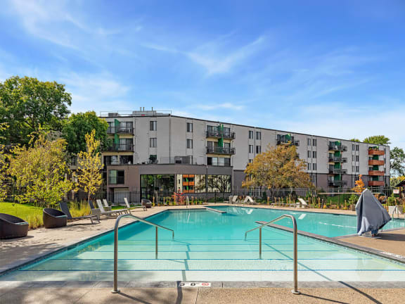 Resort-style pool at Elevate on Parkway Apartments