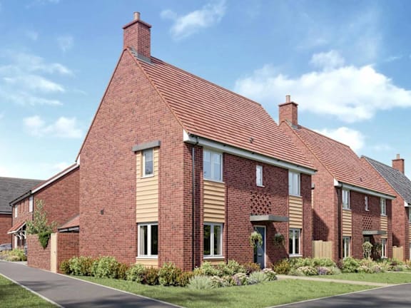 a rendering of a red brick house