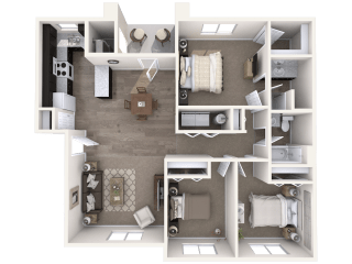 Sunset Ridge Apartments 3D Floor Plan