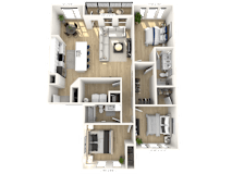 E1 - 3 Bedroom 2 Bathroom at Nuvo Flats, Merrillville, IN, 46410