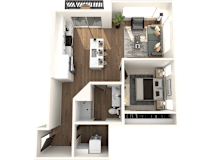 1 bedroom 1 bath A1 Floor Plan at The Crossings at Windsong, Prescott Valley