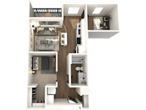 Studio 1 bathroom F1 Floor Plan at The Crossings at Windsong, Arizona, 86314