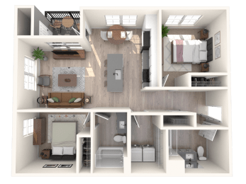 South Ridge Apartments East 2 Bed B Floor Plan