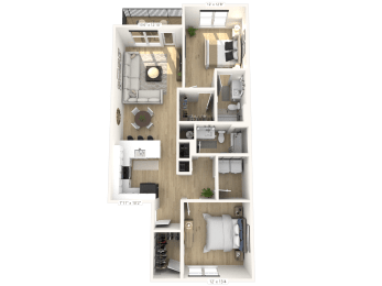 C12 - 2 Bedroom 2 Bathroom at Nuvo Flats, Merrillville, 46410