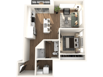 1 bedroom 1 bath A1 Floor Plan at The Crossings at Windsong, Prescott Valley