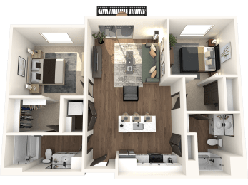2 bedroom 2 bathroom B Floor Plan at The Crossings at Windsong, Prescott Valley, Arizona