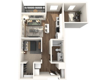 Studio 1 bathroom F1 Floor Plan at The Crossings at Windsong, Arizona, 86314