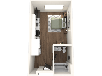 Studio 1 bathroom F2 Floor Plan at The Crossings at Windsong, Prescott Valley, AZ, 86314