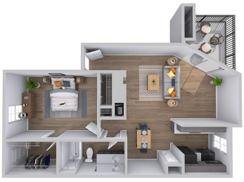 One bedroom one bathroom floor plan near Zilker Park