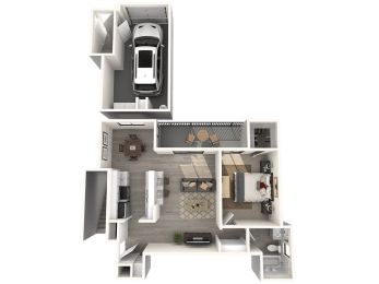 One bedroom floor plan at SERRANO HIGHLANDS APARTMENT HOMES, Lake Forest, CA, 92630-7006