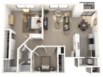 Two bedroom floor plan at SERRANO HIGHLANDS APARTMENT HOMES, Lake Forest, CA
