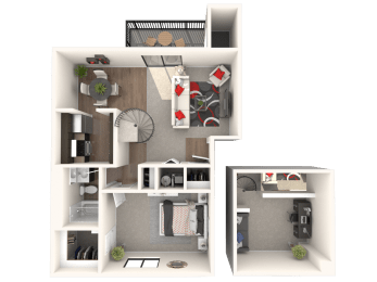  Floor Plan 1 Bedroom Apartment with Loft