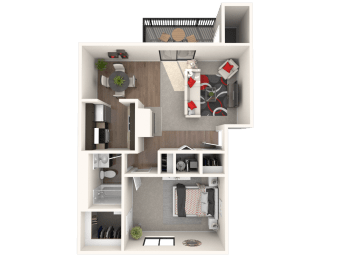  Floor Plan 1 Bedroom Apartment