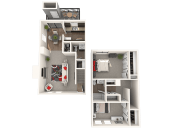  Floor Plan 2 Bedroom Townhome