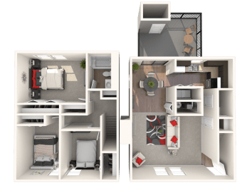  Floor Plan 3 Bedroom Townhome