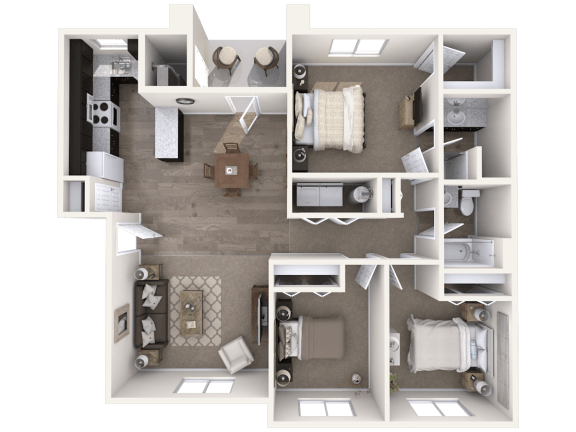 Floor Plan  Sunset Ridge Apartments 3D Floor Plan