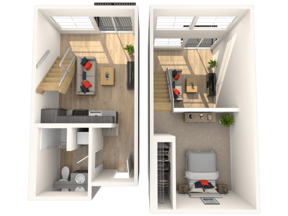 Floor Plan  2 Story Loft - 1 Bedroom 1 Bath Floor Plan Layout - 570 Square Feet