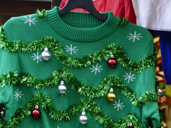 Ugly Christmas sweater at Mirabella Apartments, Bermuda Dunes, California