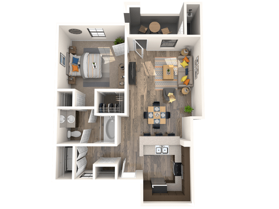One bedroom floor plan l Everett Apartments