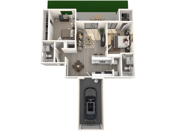 Two bedroom floor plan at SERRANO HIGHLANDS APARTMENT HOMES, Lake Forest, CA