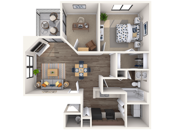 Floor Plan  Powell with Den Floor Plan at Lakeside Apartments, Chandler, 85224
