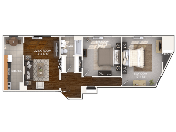 2 bedroom layout Small 2 Bedroom Floor Plan at Connecticut Plaza Apartments in Connecticut Ave NW, Washington, DC