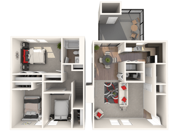 Floor Plan  3 Bedroom Townhome
