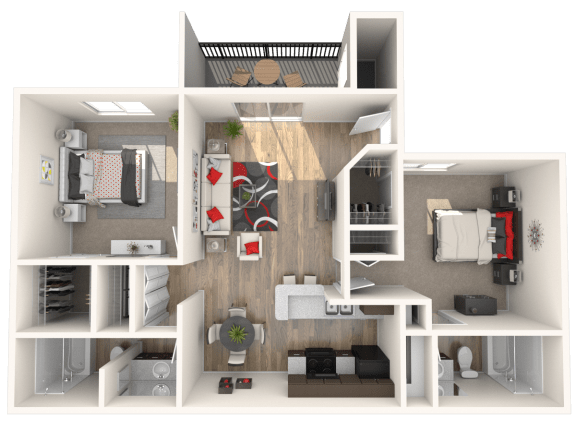 Floor Plan  PKT- Colonial 2x2 bd