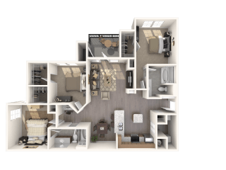 3 bedroom 2 bathroom The Rockefeller Floor Plan at The Crest at Sugarloaf, Lawrenceville