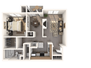 1 bedroom 1 bathroom The Waldorf with Fireplace Floor Plan at The Crest at Sugarloaf, Lawrenceville, 30044