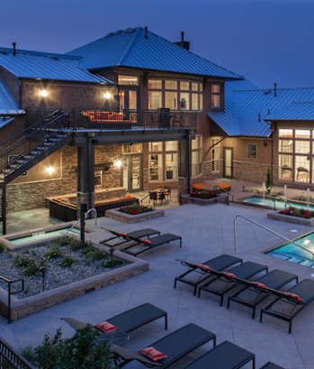 Outdoor pool at twilight
