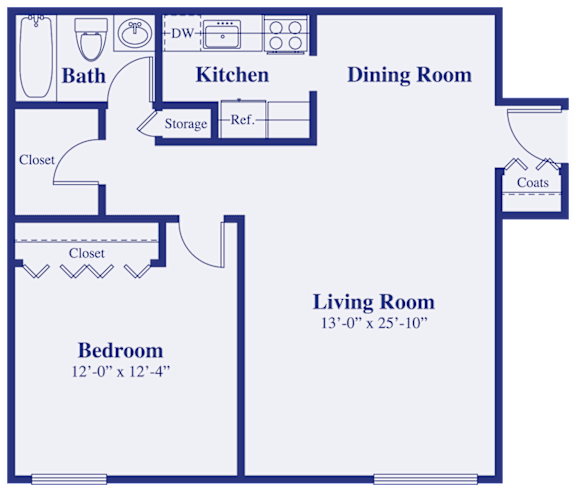 Floor Plan  1 Bedroom Floor Plan at The Highlands, Ann Arbor, MI