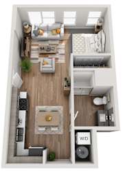 Studio B Studio   1  Bath   569 Sq. Ft. Floor Plan at Grand Flats, St. Louis, MO, 63104