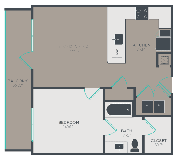 A6-M1 Floor Plan at Link Apartments® Glenwood South, North Carolina