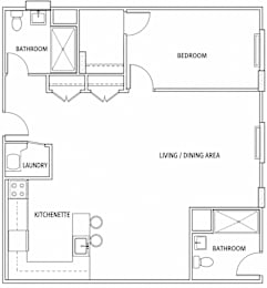  Floor Plan 1BD1BA