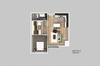 Millard- B1.2, B2.2, B2.3, B2.5 one bedroom one bathroom floor plan at The Conrad