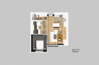 Millard- B1.2, B2.2, B2.3, B2.5 one bedroom one bathroom floor plan at The Conrad