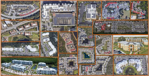 a map of a city with many different buildings