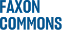 The image displays the words "FAXON COMMONS" in large blue letters.