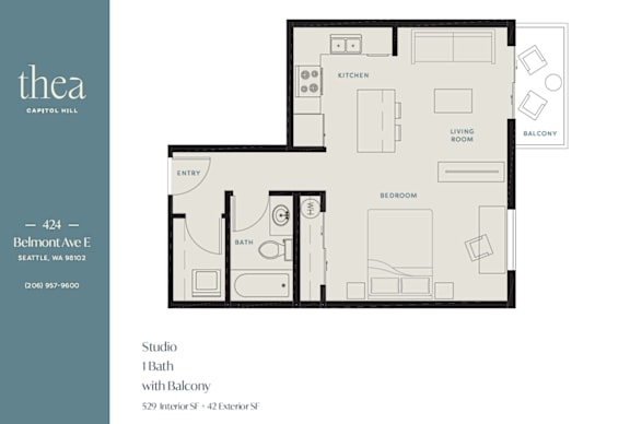 a floor plan of a 1 bedroom apartment