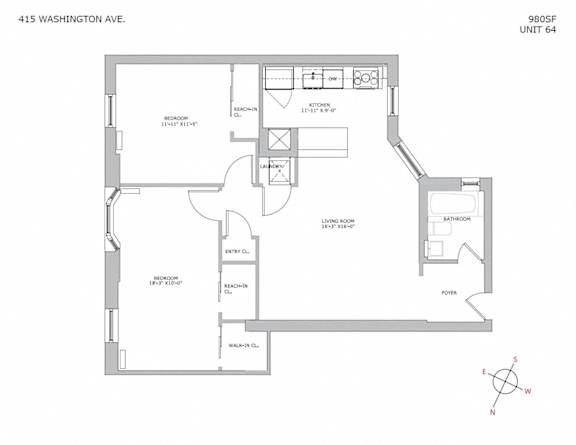 Floor Plan  2 Bedrooms 1 Bath