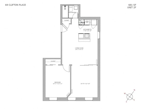 Floor Plan  2 Bedroom 1 Bathroom