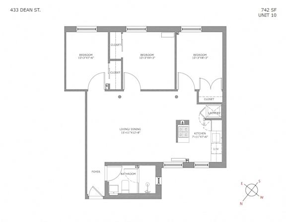 Floor Plan  3 Bedroom 1 Bath