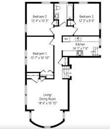  Floor Plan 3 Bedroom - 1 Bathroom