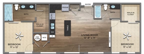 Tyler Floor Plan at Century Baxter Avenue, Louisville