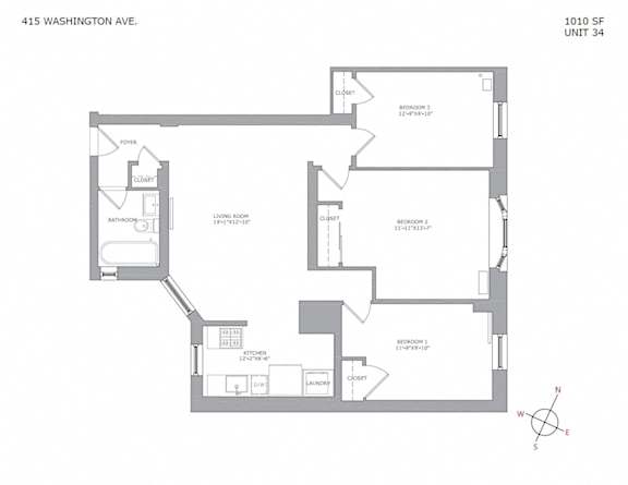 Floor Plan  3 Bedrooms 1 Bath